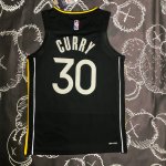 NBA 30 Curry Warriors 75th Anniversary MVP Edition Maillot noir imprimé